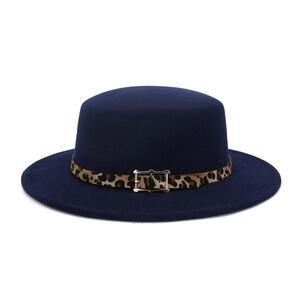Navy Blue Unisex Flat head Boater hat